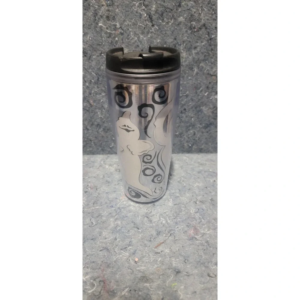 Starbucks Vintage 2005 Halloween Ghosts Booooo Tumbler‎ Sliver/White/Black 16oz